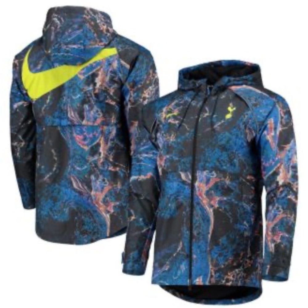 Nike men’s Tottenham Hotspour Jacket Black and Blue with Hood